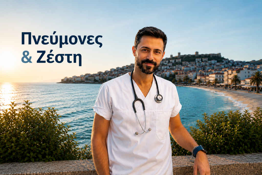 ενημερωτική εικόνα για την επίδραση των υψηλών θερμοκρασιών στην αναπνοή.